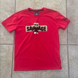 Red Graphic T-Shirt with Bear Design